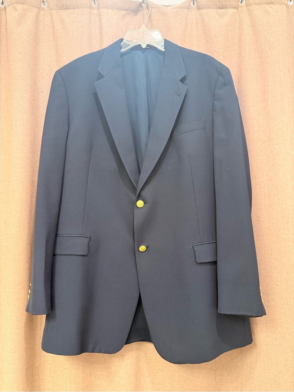 Men's Navy Single-Breasted Blazer with Gold Buttons
